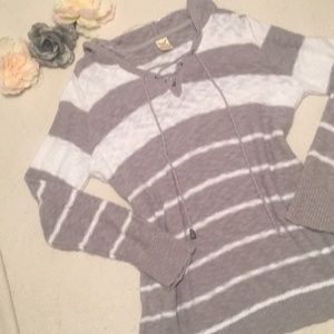 Cute and comfy grey and white hooded sweater